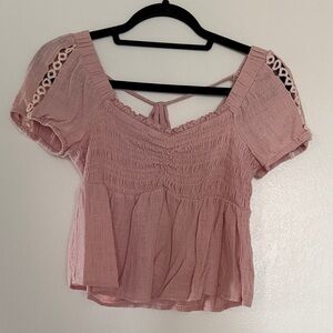 Papermoon Dusty Rose Smocked Peasant Top